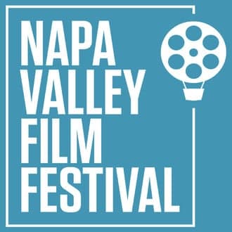 Logo for the Napa Valley Film Festival featuring a film reel and balloon design.